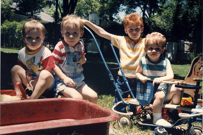old photo of cousins playing together