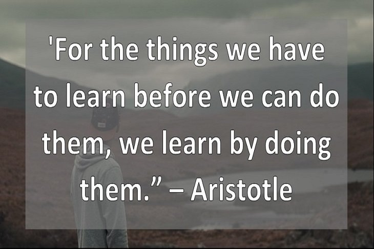 'For the things we have to learn before we can do them, we learn by doing them.” – Aristotle 