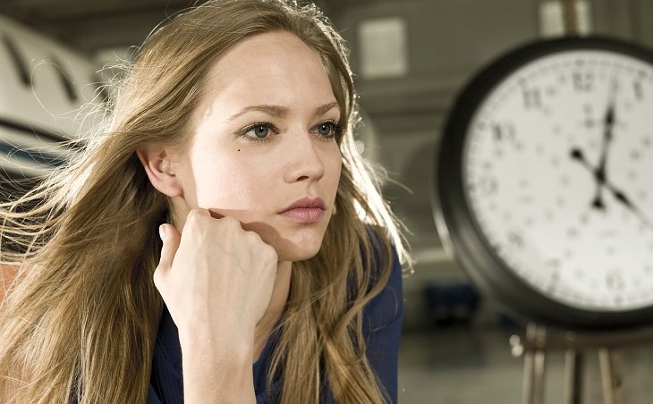 woman staring with a look of concern