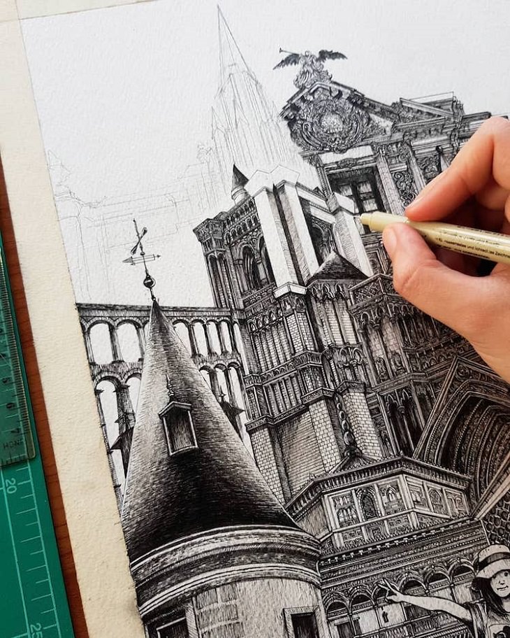 Stunning Ink Drawings of Architecture Art
