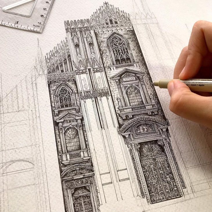 Stunning Ink Drawings of Architecture Art