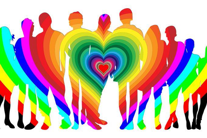 Illustration of a family with a heart in different colors