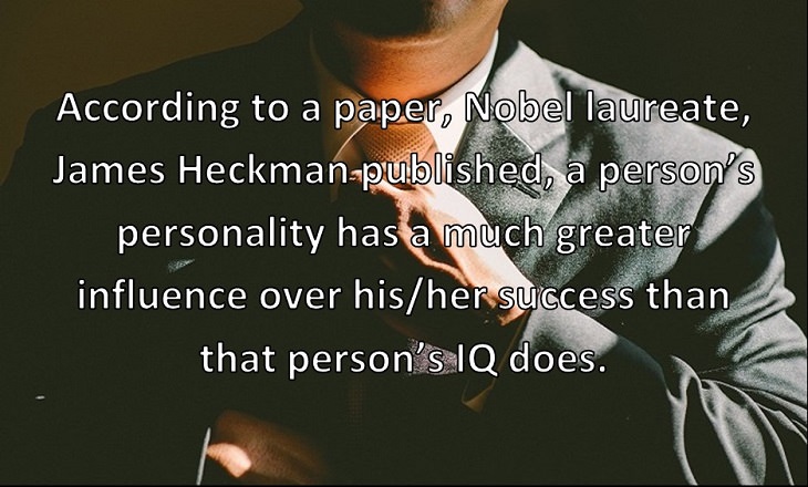According to a paper, Nobel laureate, James Heckman published, a person’s personality has a much greater influence over his/her success than that person’s IQ does.