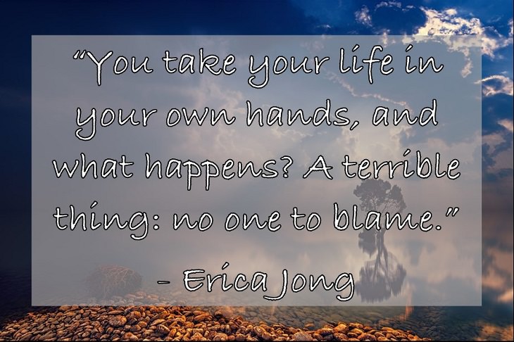 “You take your life in your own hands, and what happens? A terrible thing: no one to blame.”  - Erica Jong