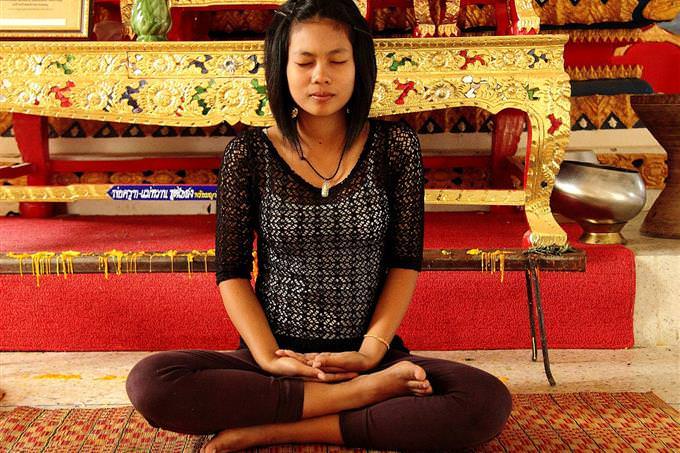 A woman meditating