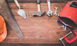 A table with tools on it