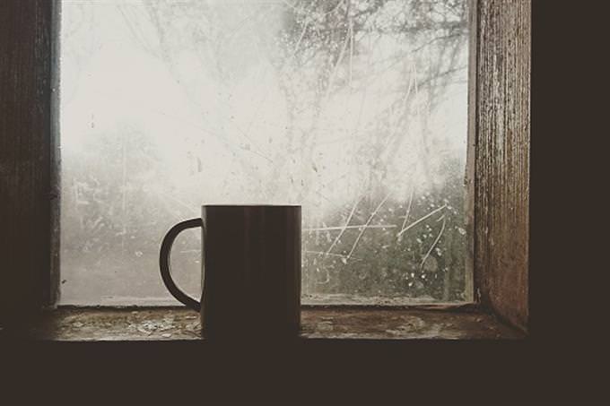 A glass on a windowsill