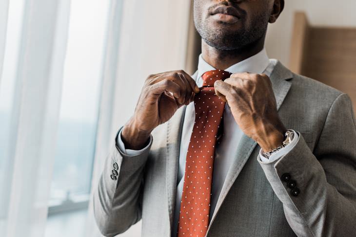 wearing a tie