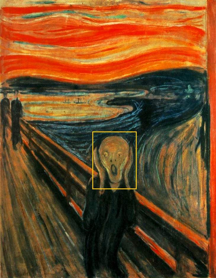 curious detail in famous art Edvard Munch, The Scream (1893)