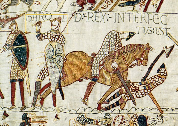 curious detail in famous art Unknown, The Bayeux Tapestry (c. 1077 or after)