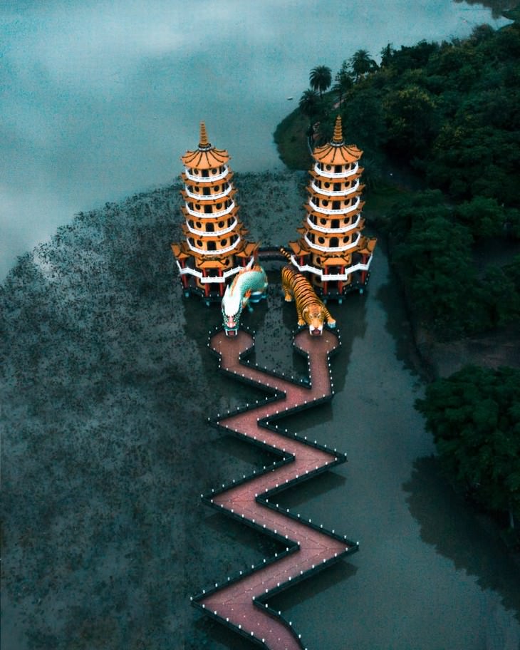 Asian temples architecture Eleonora Costi Dragon And Tiger Pagodas, Taiwan