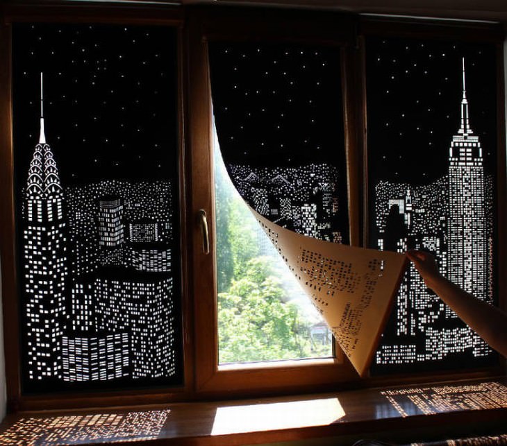 useful design innovations New York skyline curtains