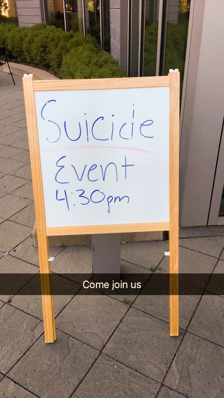 funny signs suicide event