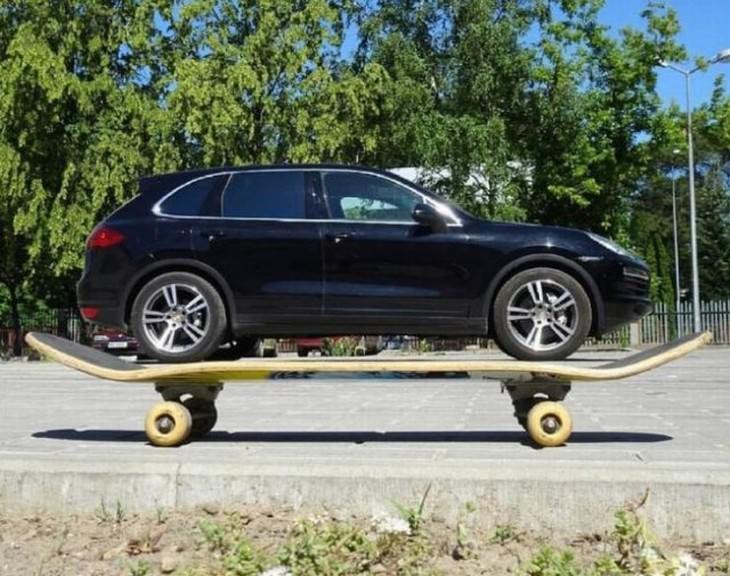 photos optical illusions skateboard car