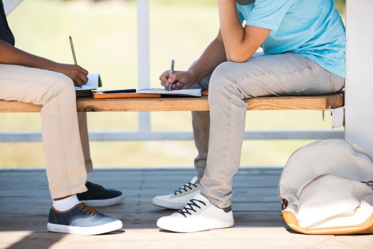 joke: teen boys sitting on bench