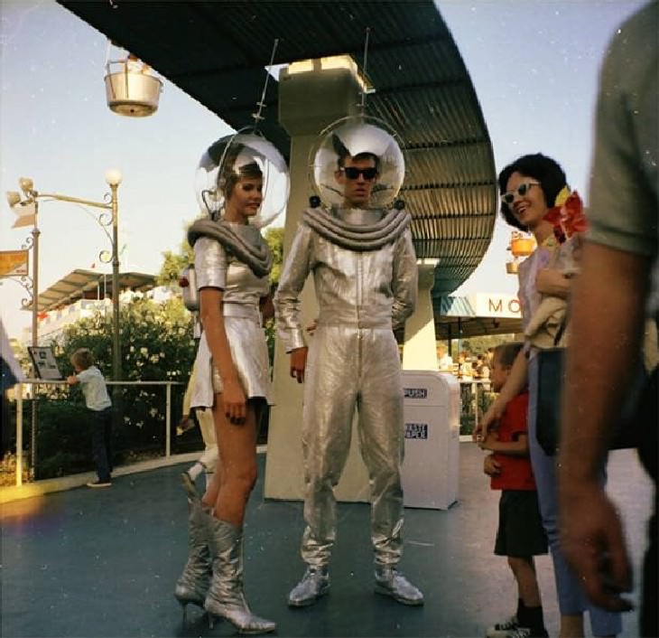 25 Silly and Fun Futuristic Inventions of the Past 1967 idea of future fashion, Space Man and Space Girl from 'Tomorrowland' (1967)