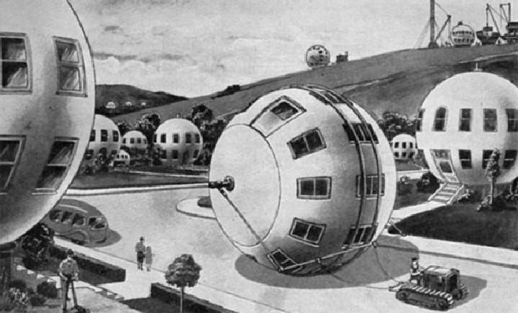 25 Silly and Fun Futuristic Inventions of the Past 1934 illustration of the mobile home of tomorrow