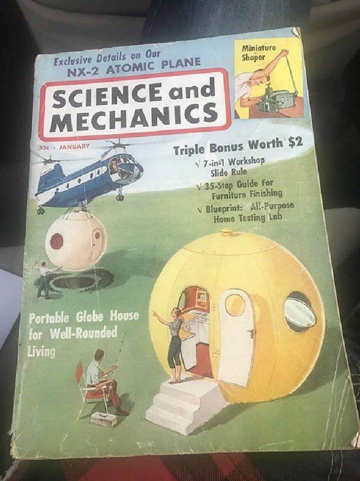 25 Silly and Fun Futuristic Inventions of the Past mobile home designed featured on the 'Science and Mechanics' magazine cover, 1961