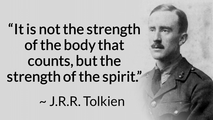 courage inspiring quotes "It is not the strength of the body that counts, but the strength of the spirit." (J.R.R. Tolkien)