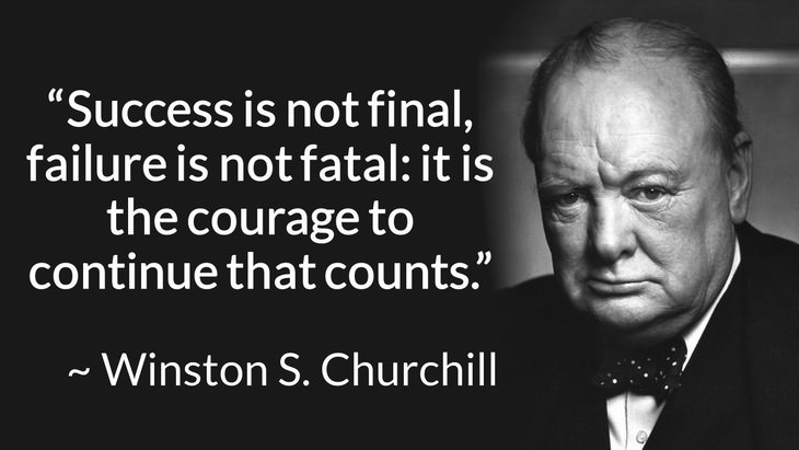 courage inspiring quotes "Success is not final, failure is not fatal: it is the courage to continue that counts." (Winston Churchill)