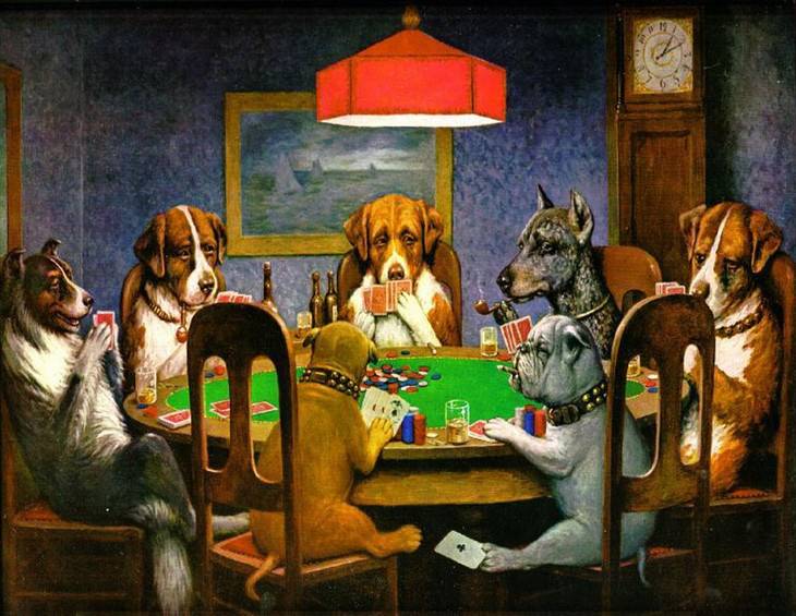 fun facts about famous artworks 'Dogs Playing Poker' (1894) by Cassius Marcellus Coolidge