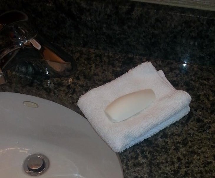 packing and hotel tricks small towel instead of soap holder