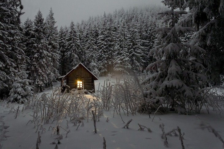 winter landscapes collection Cabin in the Woods