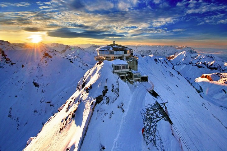 winter landscapes collection The Schilthorn Summit in the Bernese Alps