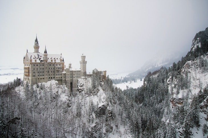 winter landscapes collection Neuschwanstein Castle in Bavaria, Germany