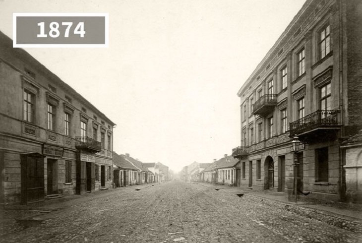 Past and Present Nowomiejska Street, Poland,