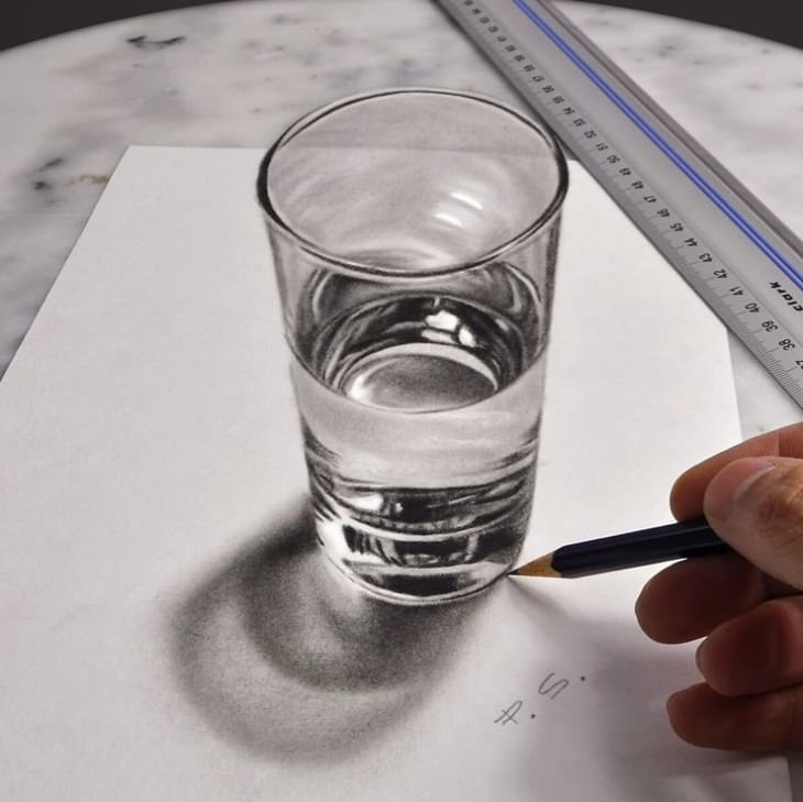 3D art by Stefan Pabst glass of water