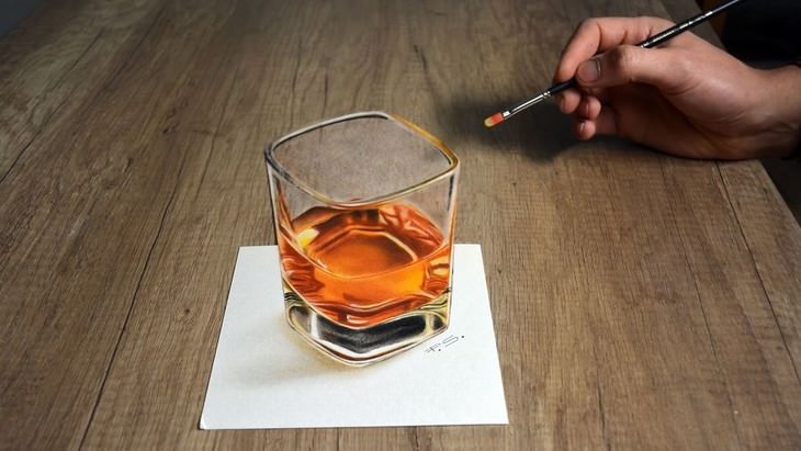 3D art by Stefan Pabst glass of whiskey