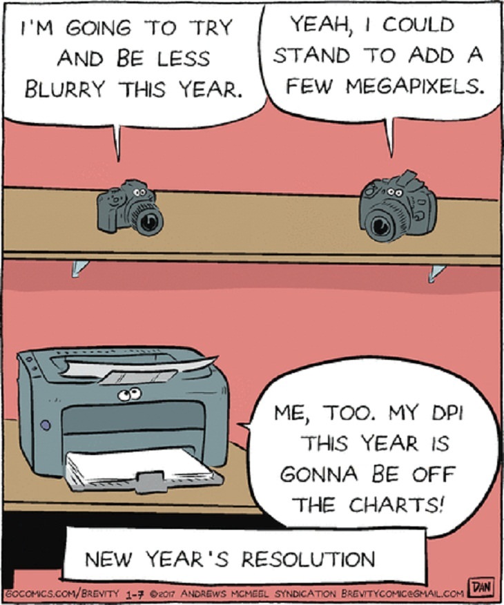 New Year Resolution Comics devices puns