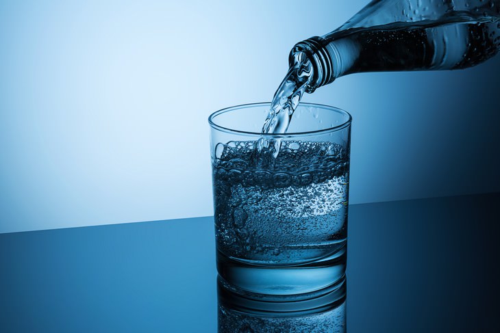 Hypertension Studies of 2019 mineral water poring into a glass