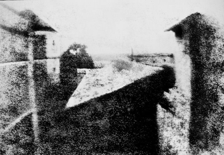 historical photos:  The first photo ever taken, or at least the oldest surviving to date. Its name is "View from the Window in Grass (France)" - 1826 or 1827.