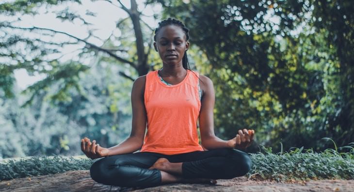 stress constipation woman doing yoga