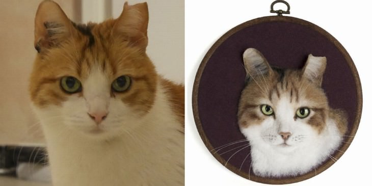  Felted Wool Portraits of Pets Hanna Tsukanova orange and white cat