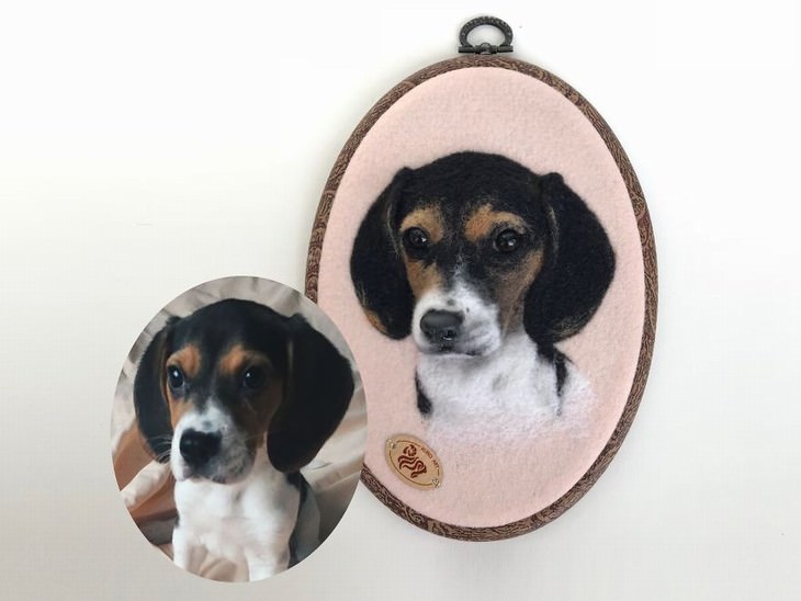  Felted Wool Portraits of Pets Hanna Tsukanova beagle