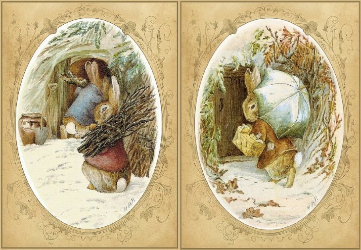 Bunnies in Winter (1890) - Beatrix Potter | Poster