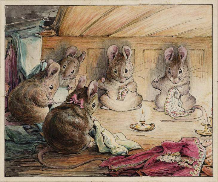 Beatrix Potter The Tailor of Gloucester' (1903) The Mice Sewing the Mayor's Coat