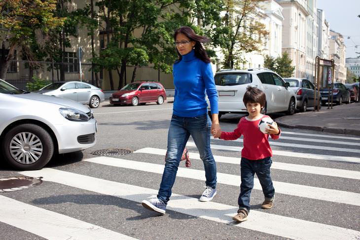 child crossing streets