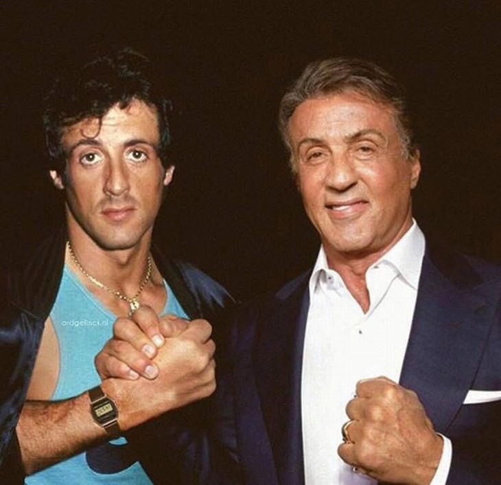 celebrities and their younger selves Sylvester Stallone