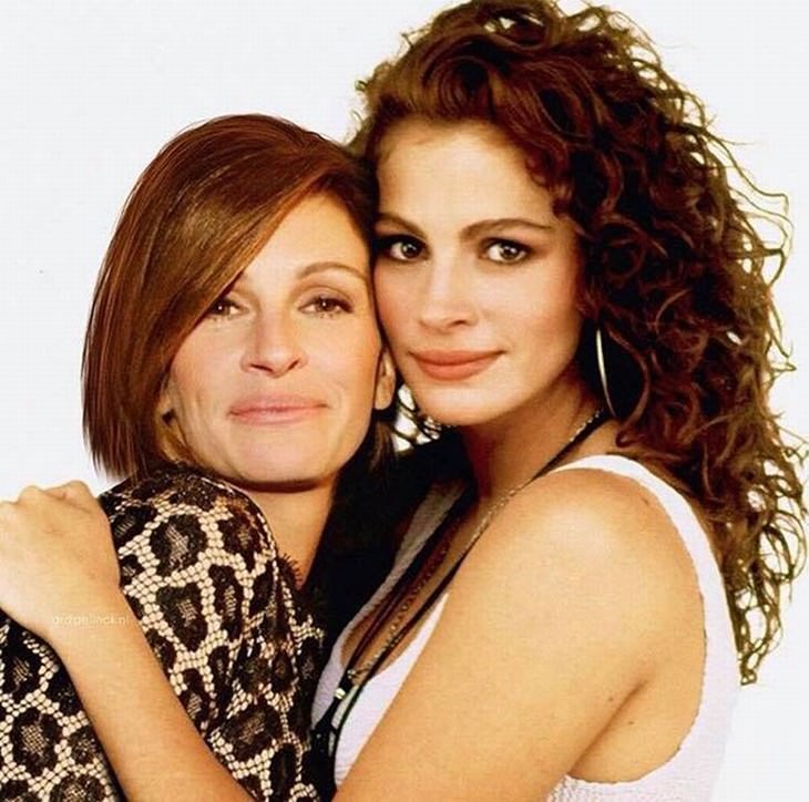 celebrities and their younger selves Julia Roberts