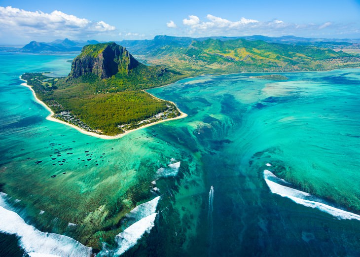 colorful places underwater waterfall