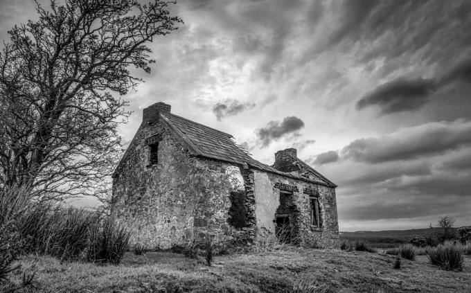 ireland quiz black and white abandoned house