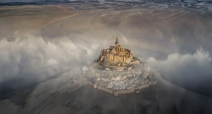 best drone photos 2018 Mont Saint Michel