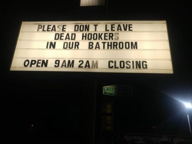 funny street signs dead hookers in a toilet