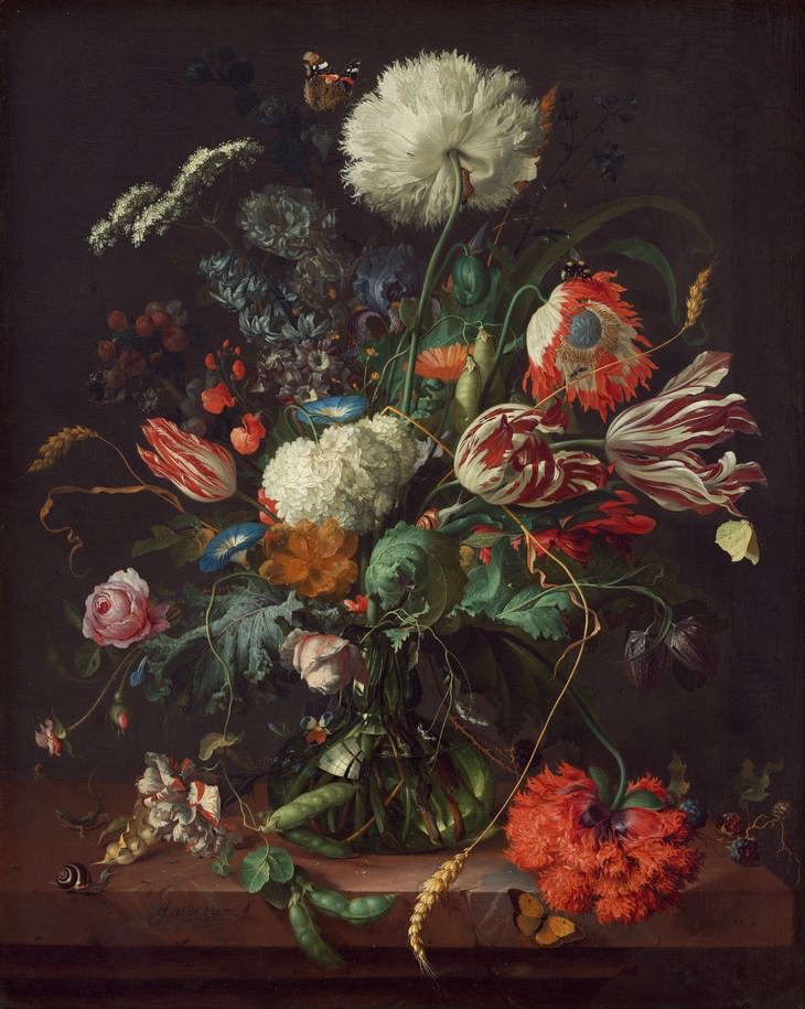 famous flower paintings  Vase Of Flowers (circa 1645) Jan Davidsz de Heem