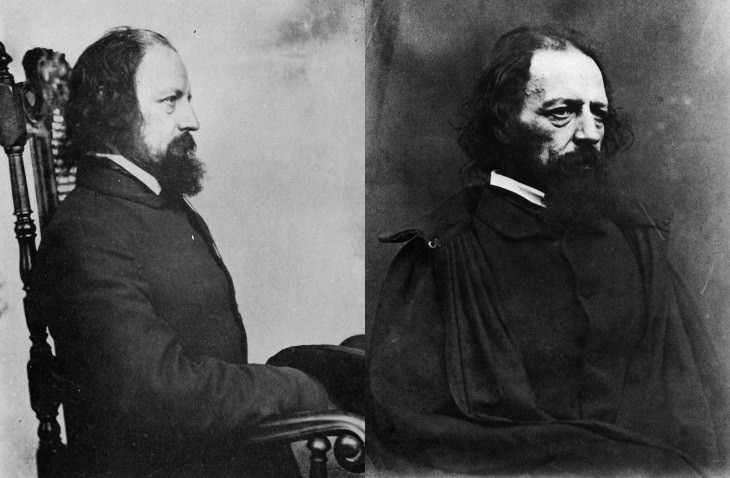 Oscar Gustave Rejlander artist portrait Alfred Lord Tennyson, 1863-1864 (right), Alfred Tennyson, 1st Baron Tennyson, 1862 (right)