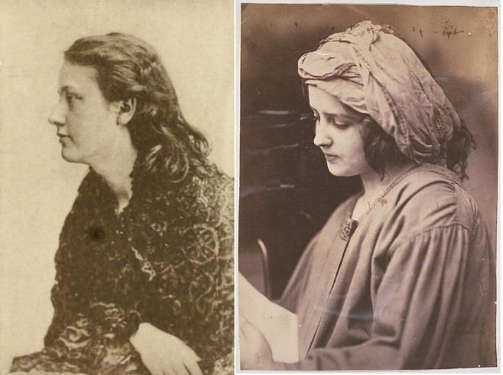 Oscar Gustave Rejlander artist portrait Portrait of Emily Honoria Patmore, 1872 (left), Woman reading a letter, c.1860 (right)